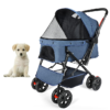 "Dog stroller with breathable mesh panels, 7-inch EVA wheels, and 360-degree rotating front wheels for pet comfort and safety."